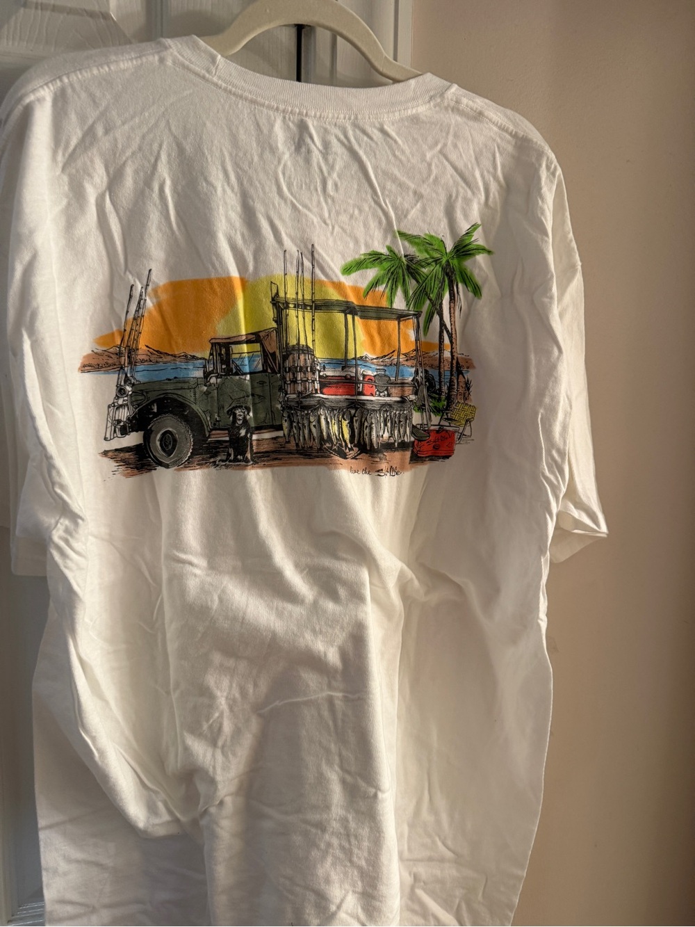 Salt Life White Short Sleeve Tee with Beach Truck Graphic